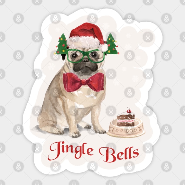 Jingle Pug Sticker by Lucia